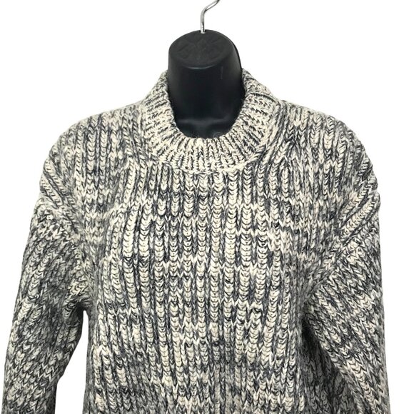 Samsoe Samsoe Extra Thick Grey & Cream Knit Crew Neck Sweater Size S - Picture 4 of 9